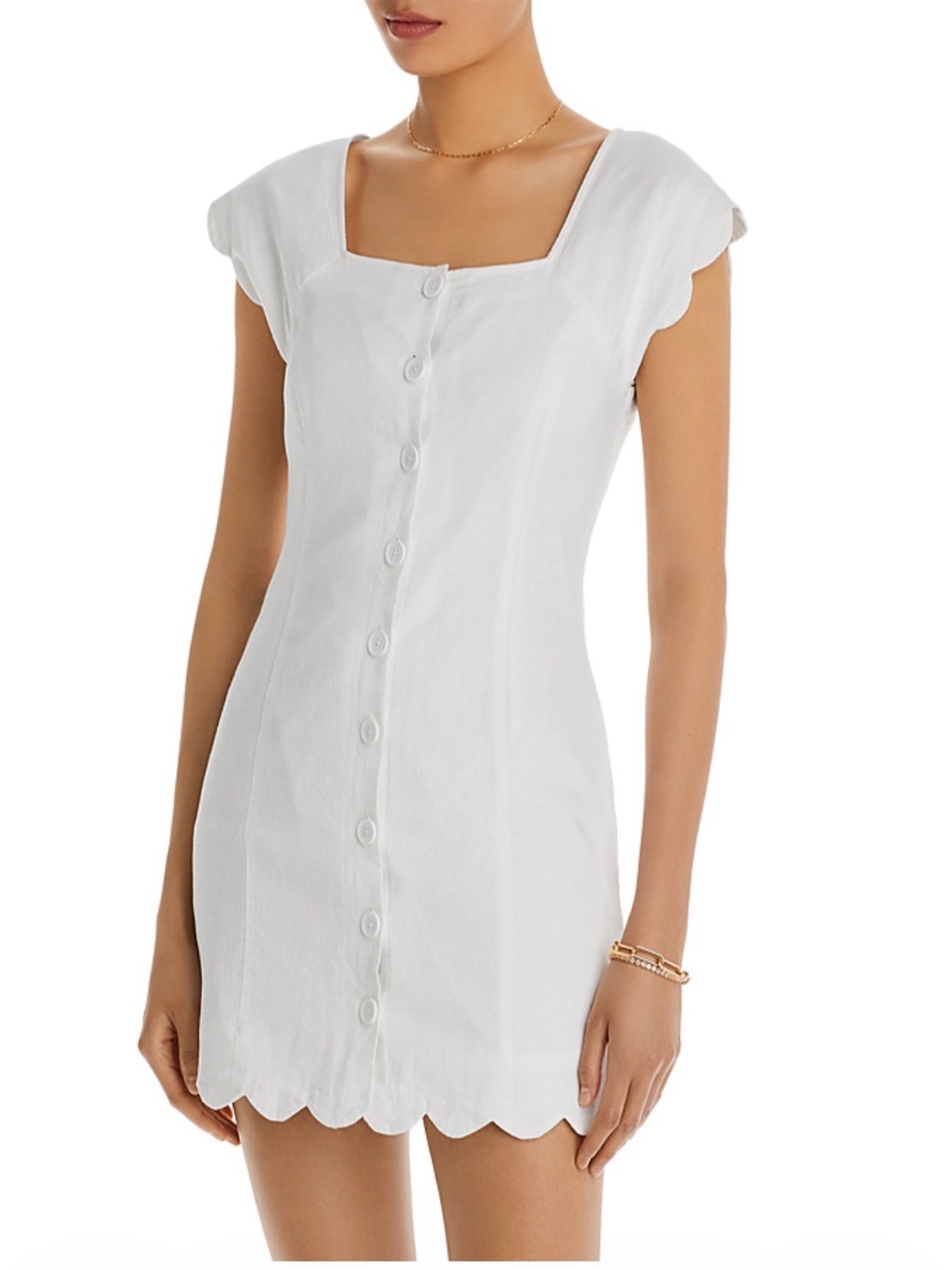 Aqua Scalloped Cap Sleeve Dress